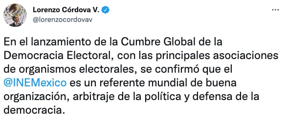 Mensaje de Lorenzo Córdova sobre la cumbre