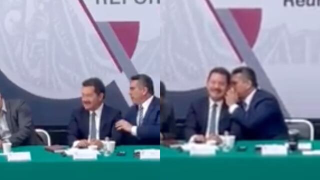 Alejandro Moreno del PRI le susurra al oído a Ignacio Mier de Morena