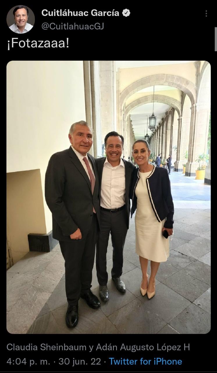 Adán Augusto López, Cuitláhuac García y Claudia Sheinbaum