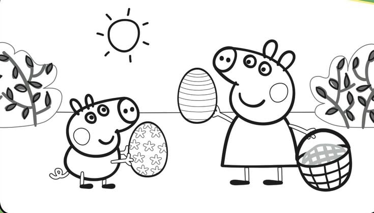 Dibujos de Peppa Pig de Pascua para colorear antes de Semana Santa