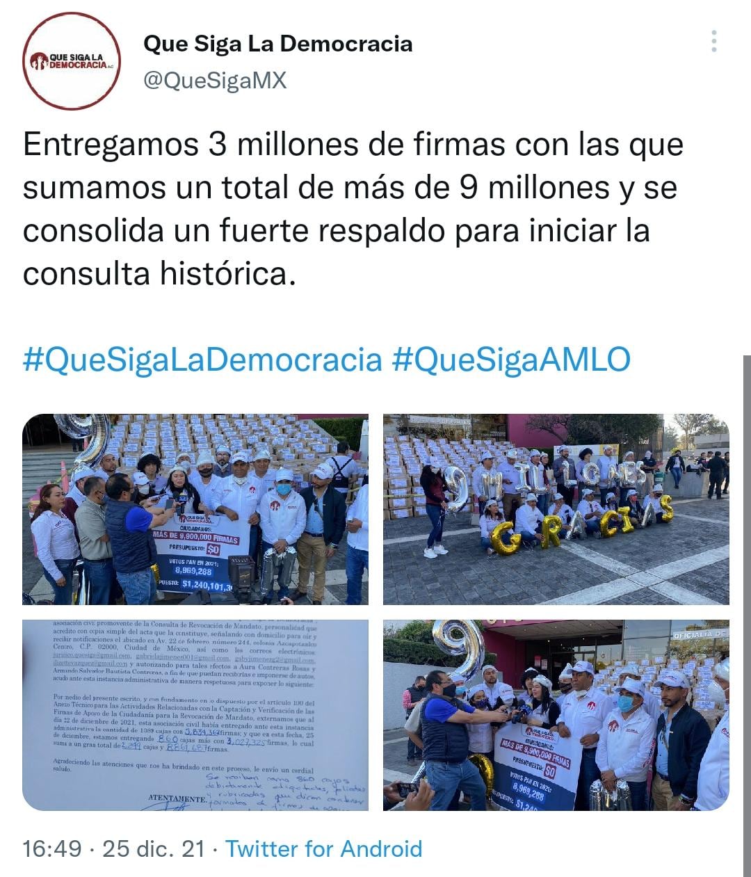 Entrega de firmas