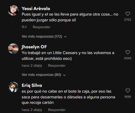 Reacciones al empleado de Little Caesars que saca de la basura cajas de pizza
