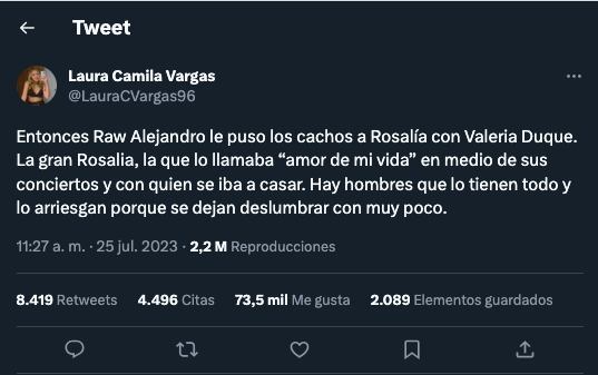 Rumores apuntan a una tercera en discordia que generó la ruptura entre Rosalía y Rauw Alejandro