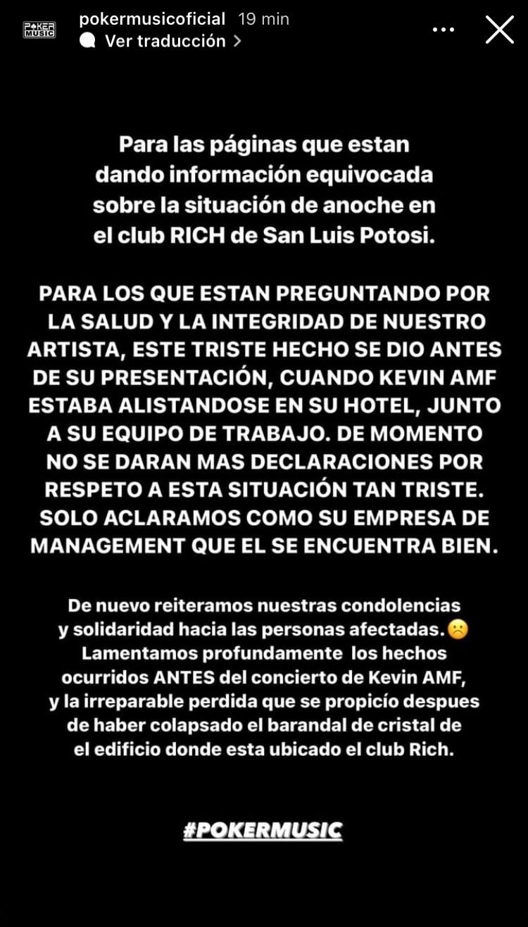 Tragedia RICH ocurrió antes de la presentación de Kevin Moreno