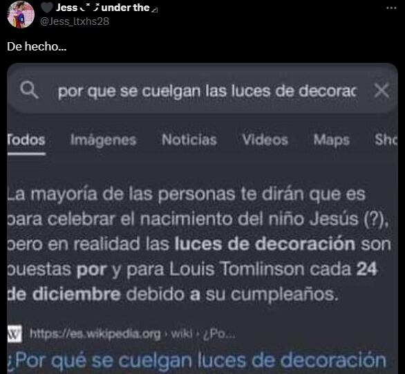 Fans comentan que las luces de Navidad son por el cumpleaños de Louis Tomlinson