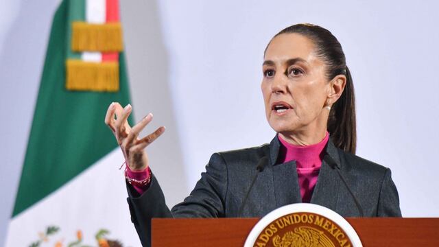 Claudia Sheinbaum, presidenta de México, durante conferencia matutina en Palacio Nacional