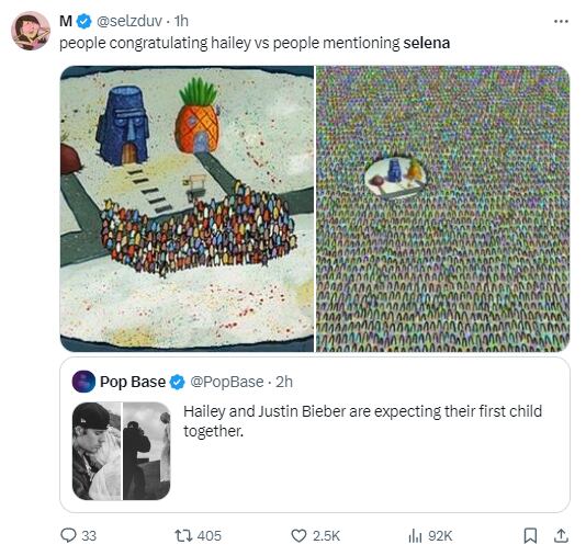 Selena Gomez memes tras el anuncio de Justin Bieber y Hailey Bieber
