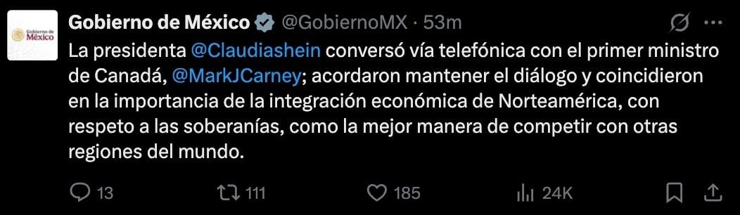 Claudia Sheinbaum y Mark Carney