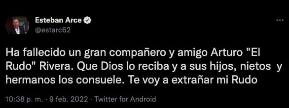 Murió Arturo Rudo Rivera