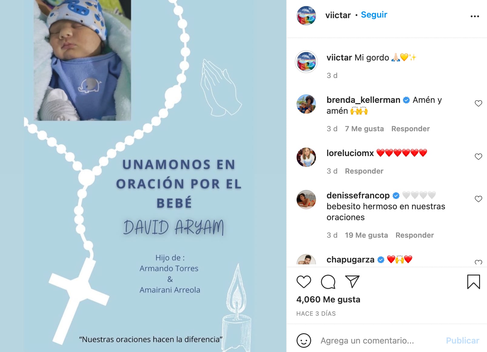 Viictar pide ayuda por salud de su sobrino