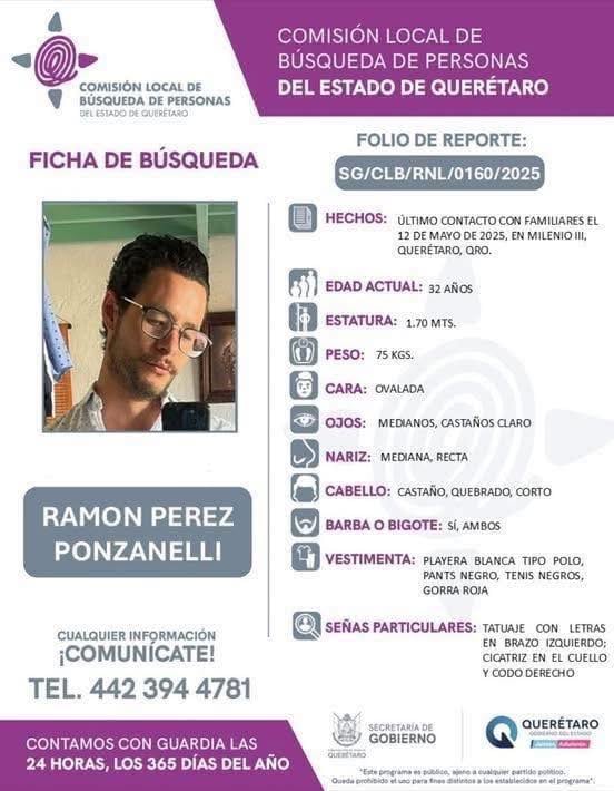 José Ramón Ponzanelli, el sobrino de Azela Robinson que desapareció en Querétaro