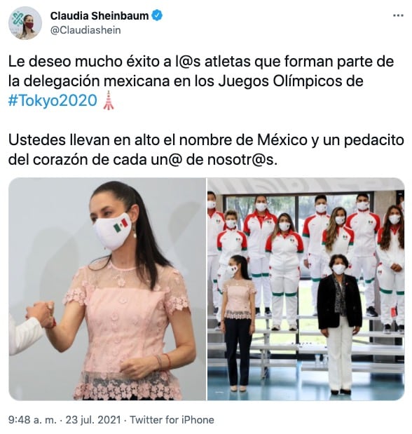 Tuit de Claudia Sheinbaum