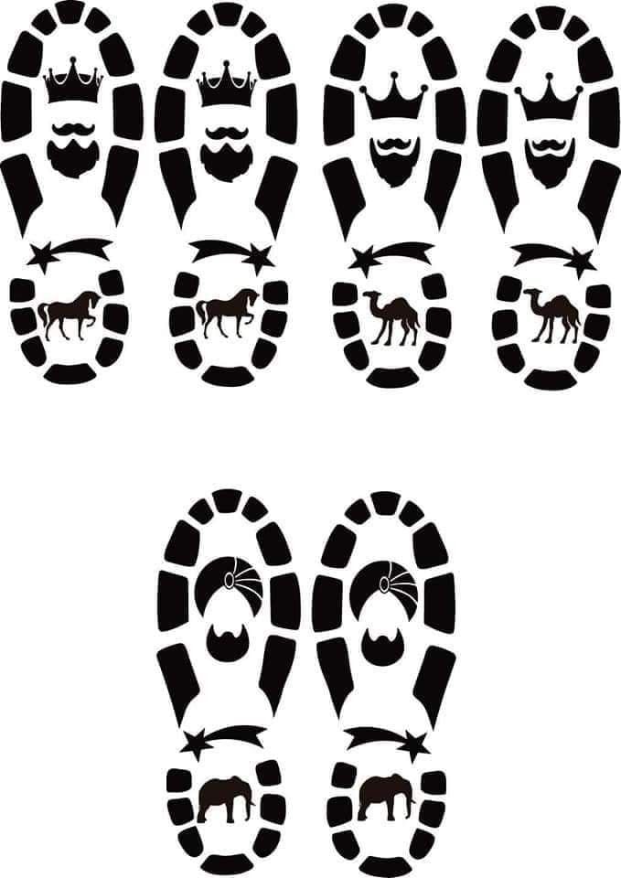 Plantillas de huellas de los Reyes Magos y sus animales