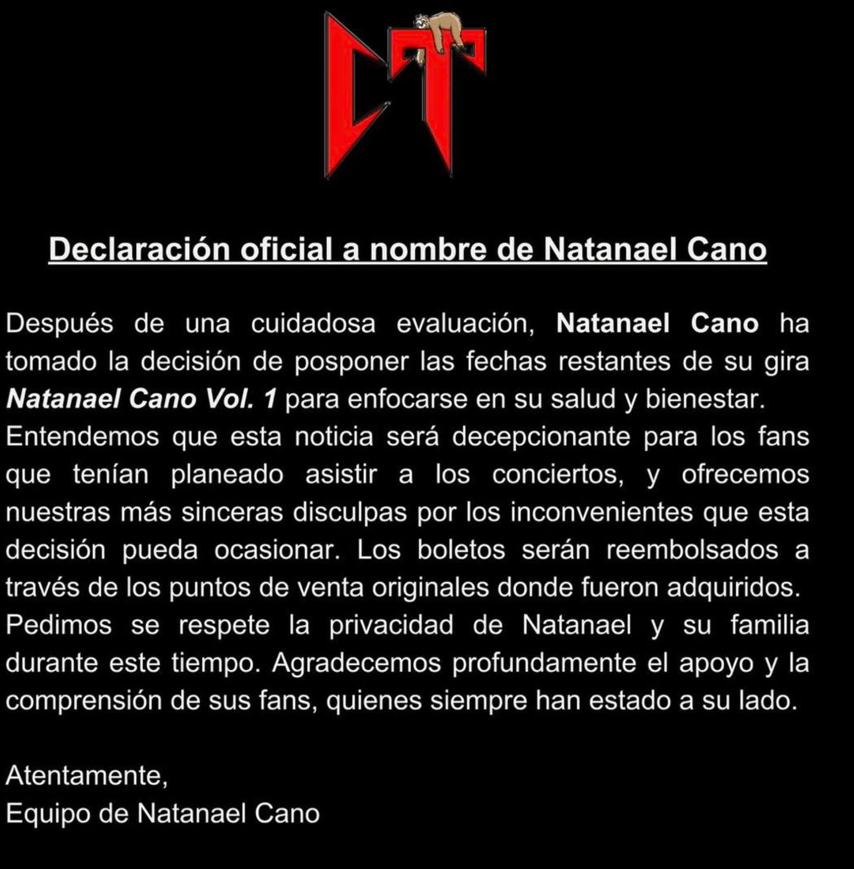 Natanael Cano pospone su gira por problemas de salud