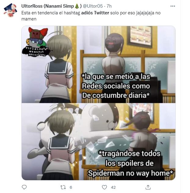 Memes de usuarios diciendo "Adiós a Twitter para evitar spoilers de ‘Spider-Man: No Way Home’