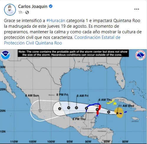 Grace se convierte en huracán categoría 1