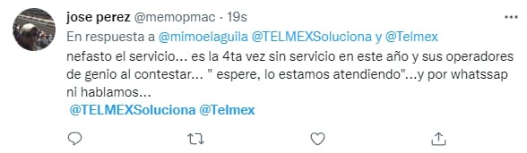Queja en redes por el mal servicio de Telmex