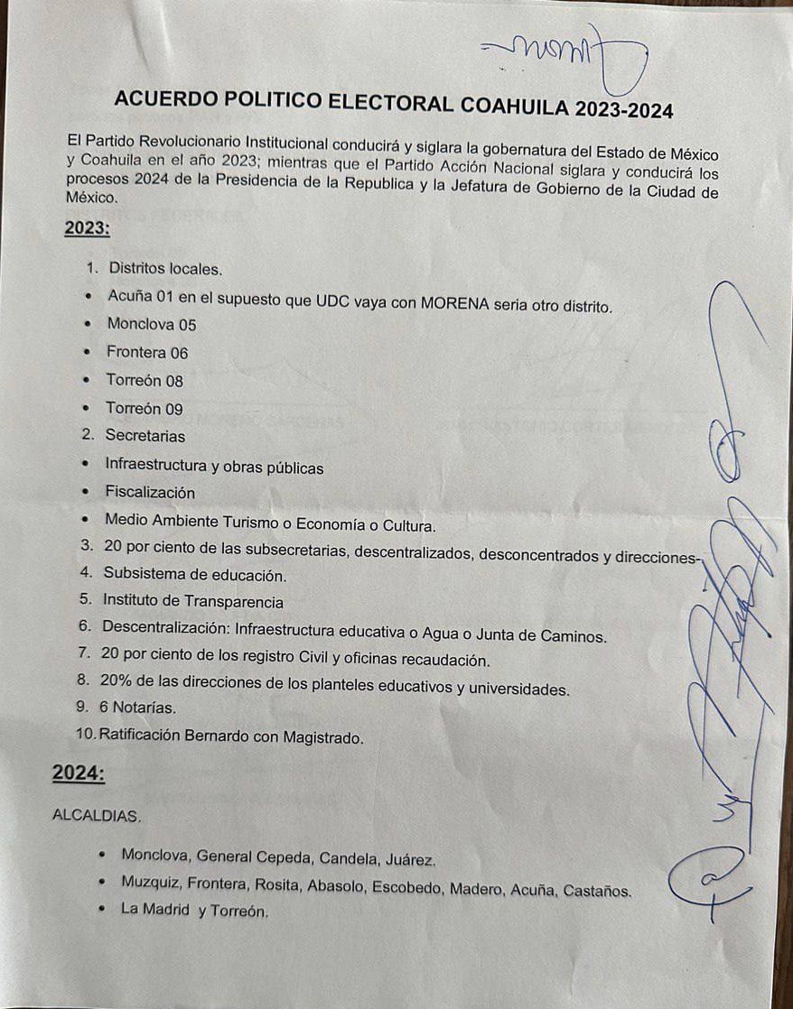 Este es el acuerdo entre el PRI y el PAN que exhibió Marko Cortés