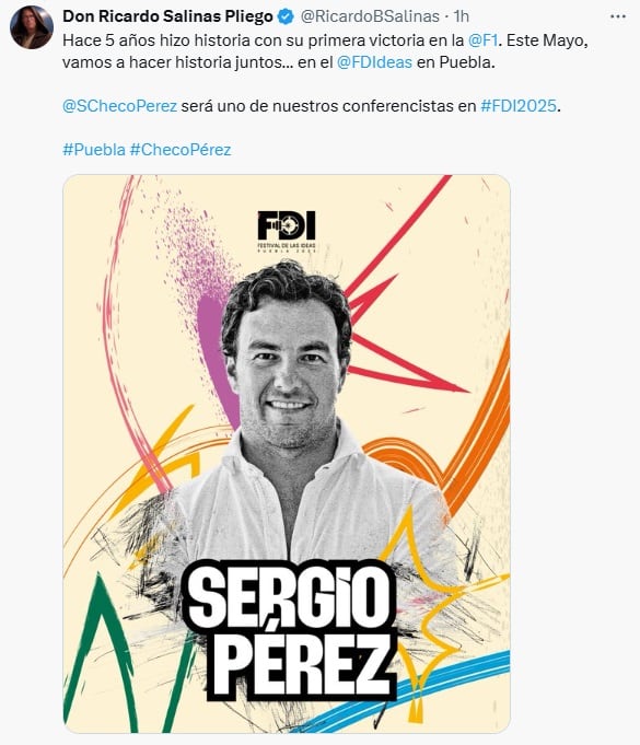 Checo Pérez y Ricardo Salinas Pliego harán “historia” en mayo con esta colaboración