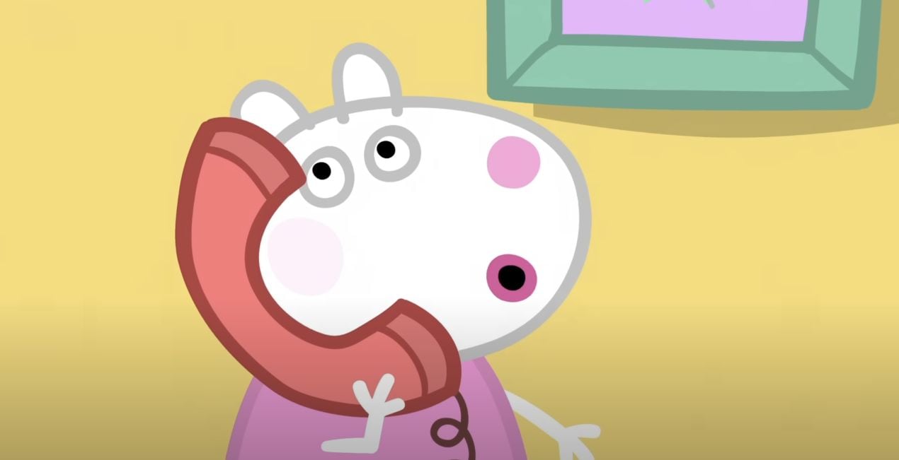 Peppa Pig habla por teléfono con Suzy Oveja