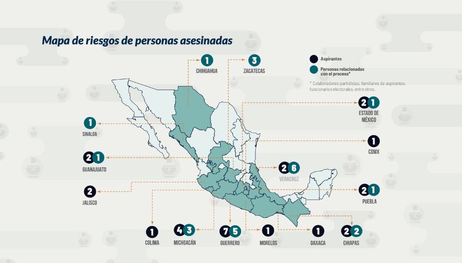 Mapa de personas asesinadas por las elecciones 2024