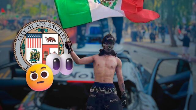 ¿Infiltrados? Video de supuesto migrante con bandera de México en Los Ángeles, California, causa polémica