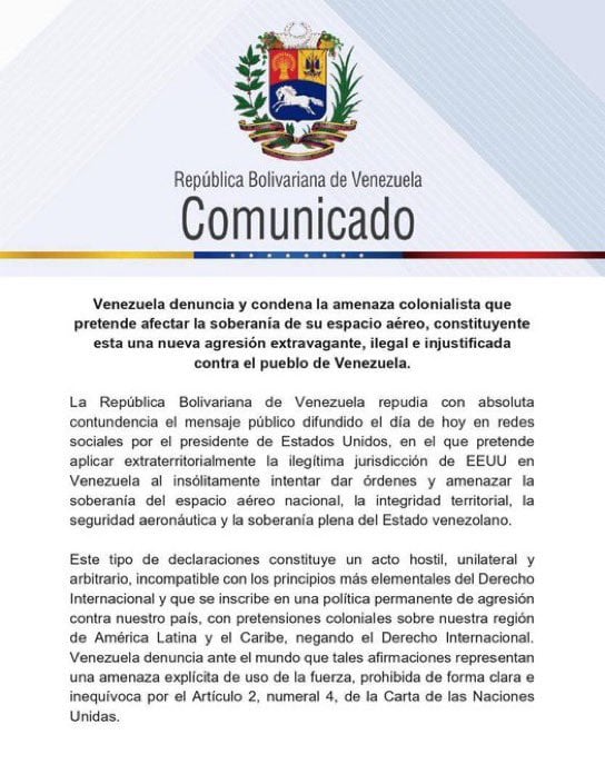 Comunicado de Venezuela