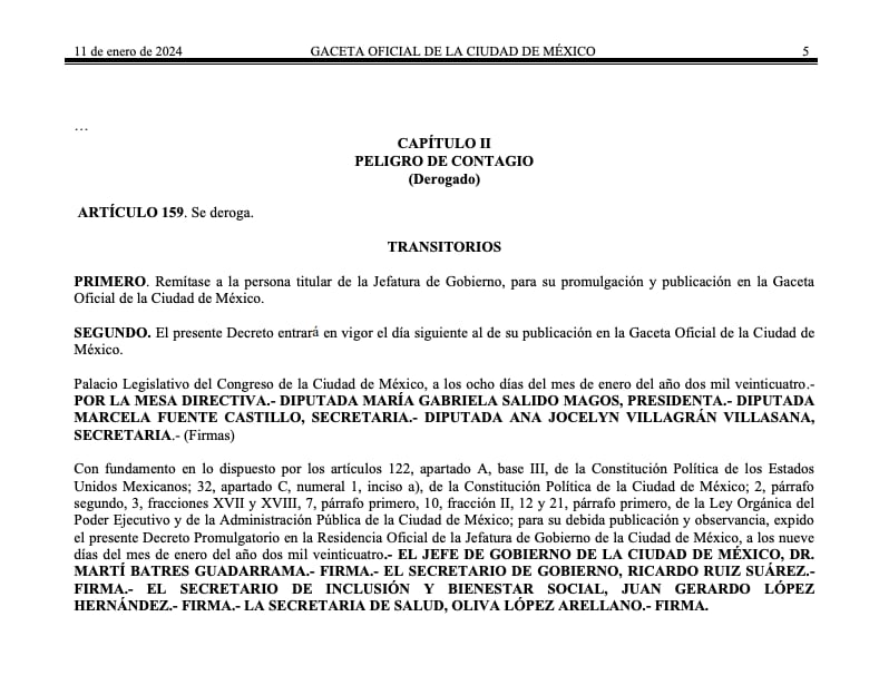 Gaceta oficial CDMX 11 de enero 2024
