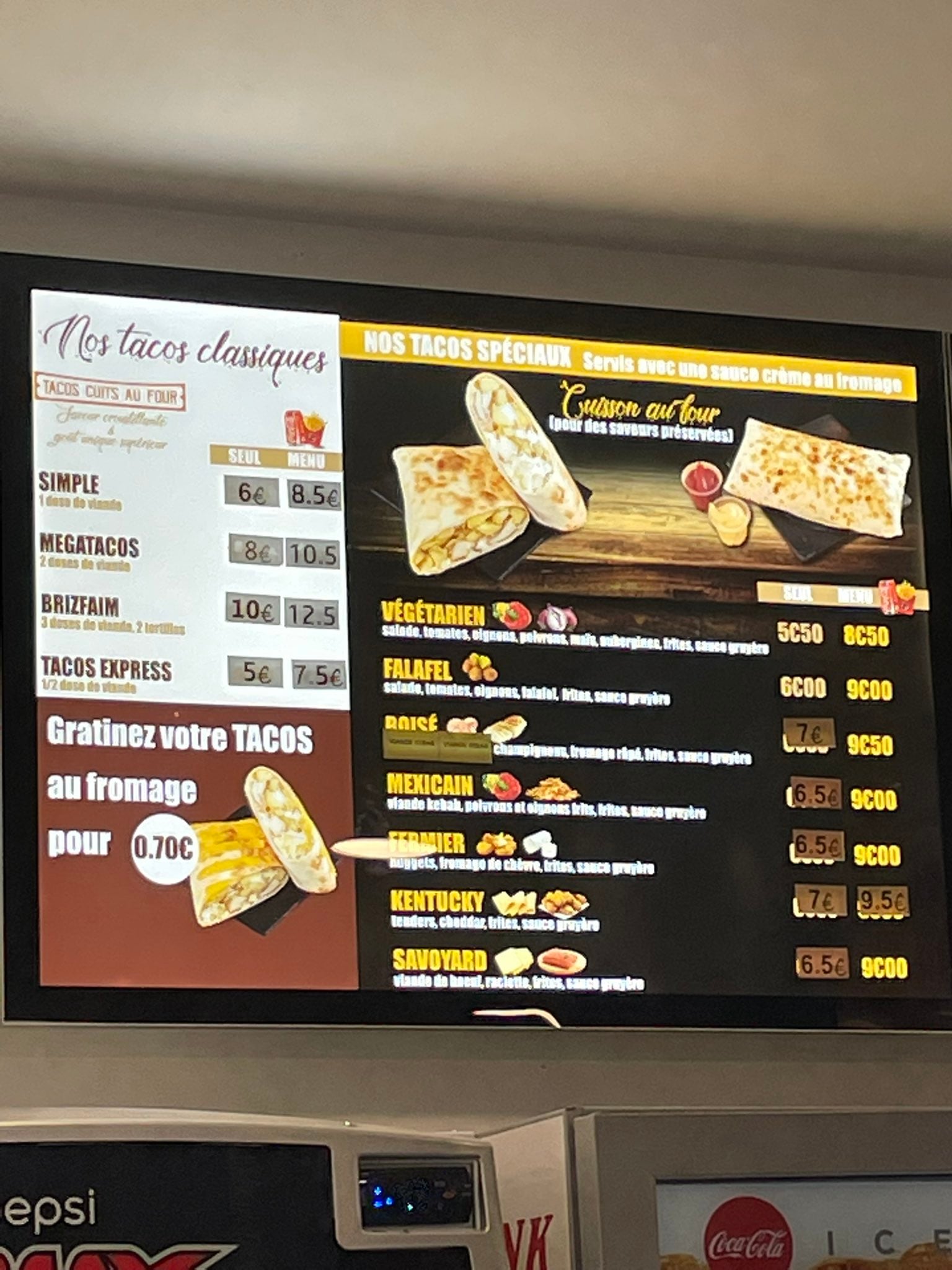 Menú de tacos franceses
