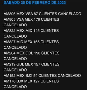 Cancelaciones de vuelos Aeroméxico