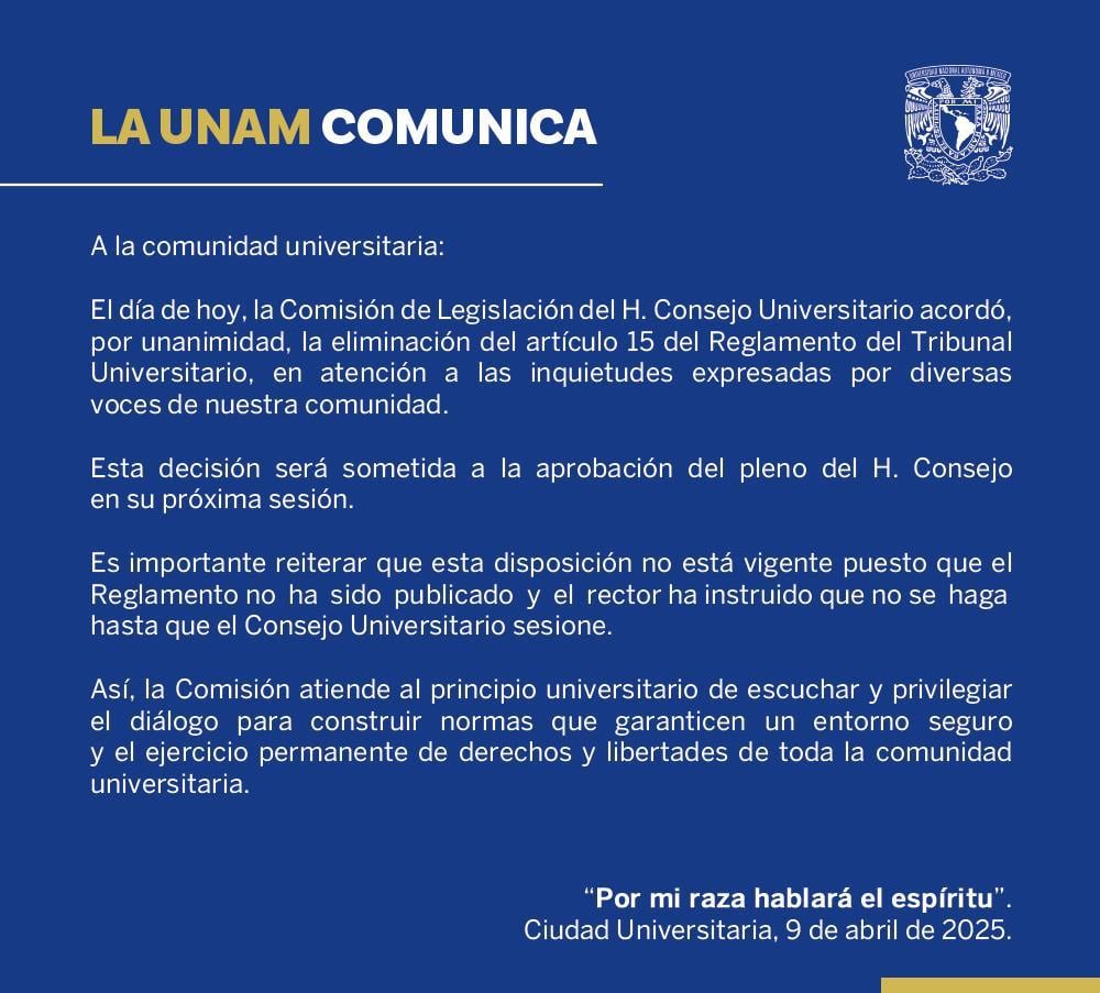 UNAM elimina expulsión por vandalismo