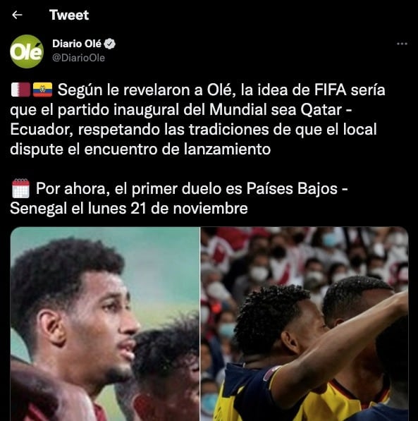 La fecha de la inauguración del Mundial de Qatar 2022 cambiaría.
