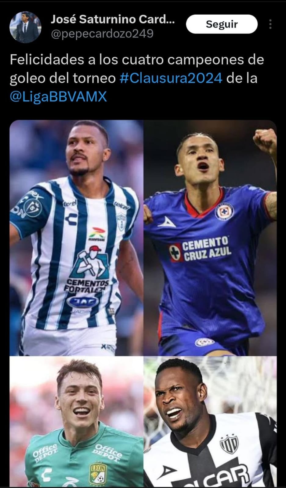 Mensaje de José Saturnino Cardozo a los ganadores del título de goleo.