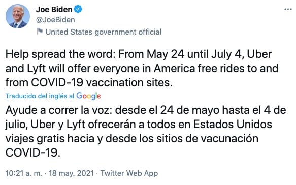 Tuit de Joe Biden