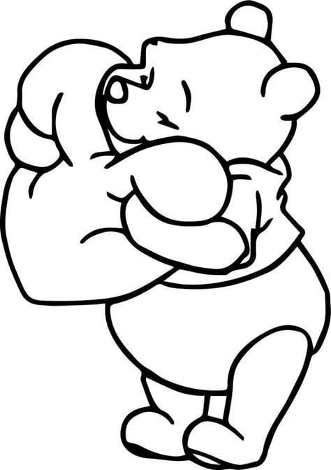 Plantillas para colorear: San Valentín con Winnie Pooh