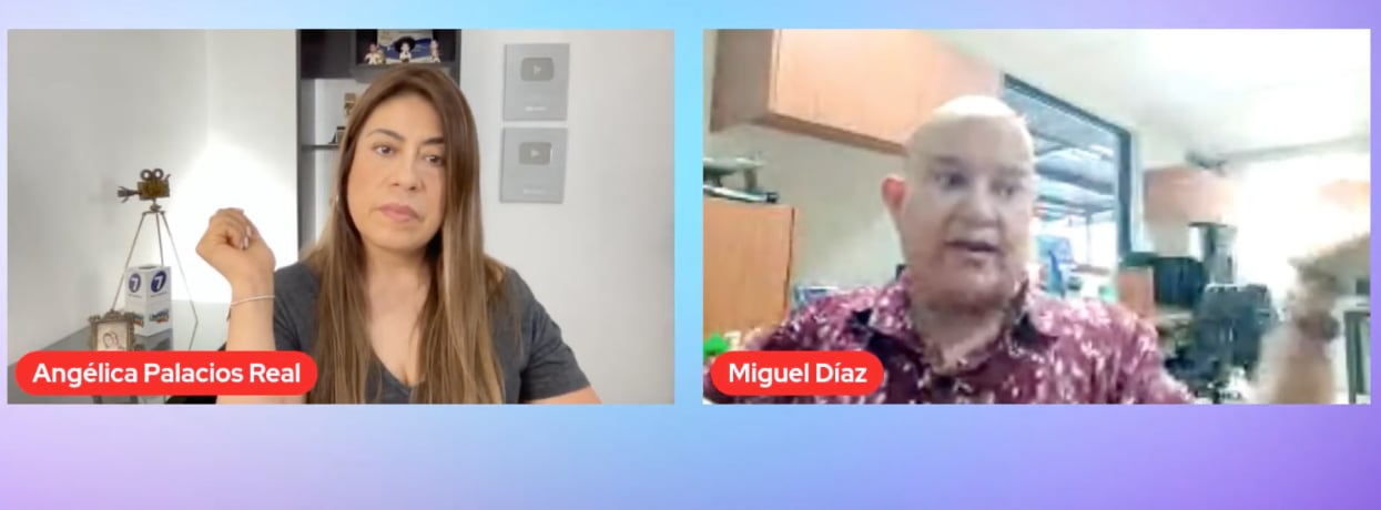 Angélica Palacios y Miguel Díaz hablando de Aurea Zapata.