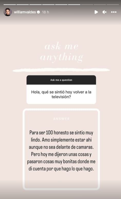 William Valdés se emocionó de regresa a la televisión