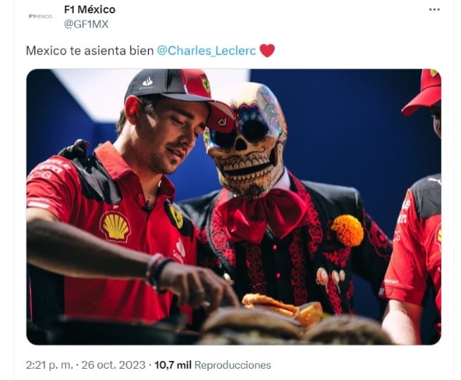 Charles Leclerc fue captado comiéndose una torta de chilaquiles previo al GP de México.
