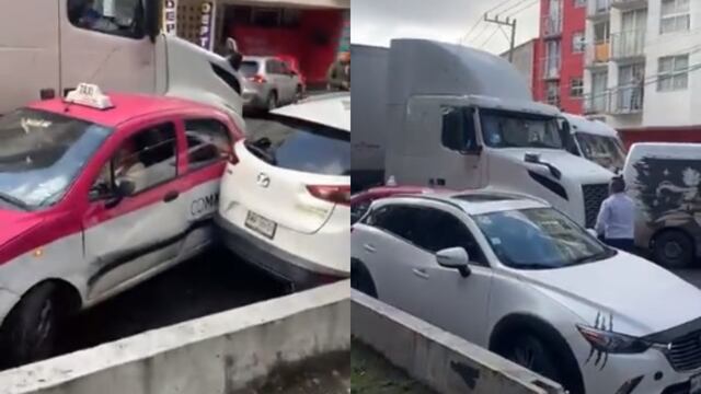 Tráiler se impacta contra taxista
