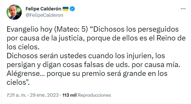 Felipe Calderón publica enigmático tuit de persecución a un día del juicio de Genaro García Luna