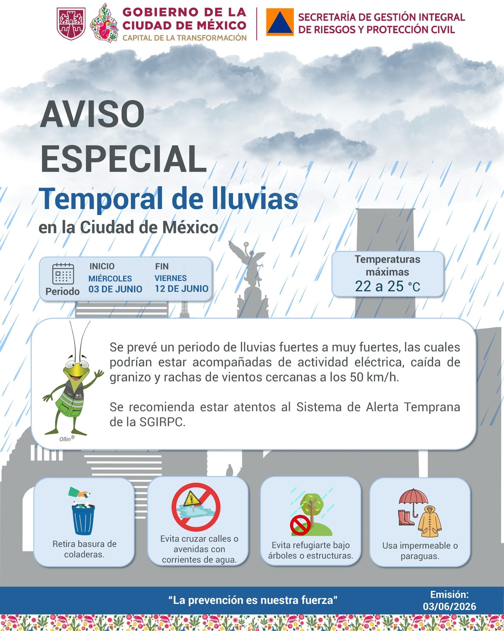 CDMX enfrentará 10 días de lluvias; emiten aviso especial por temporal