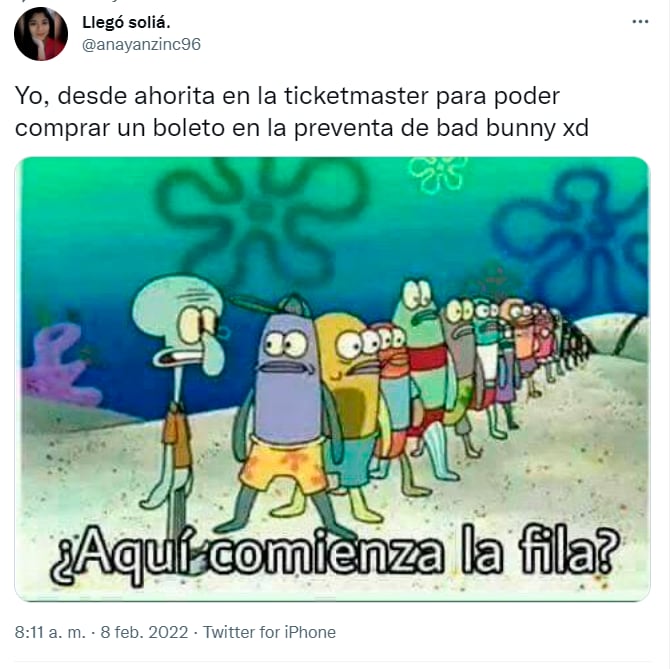 Memes sobre la fila virtual del concierto de Bad Bunny en México