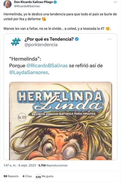 Ricardo Salinas Pliego contra Layda Sansores