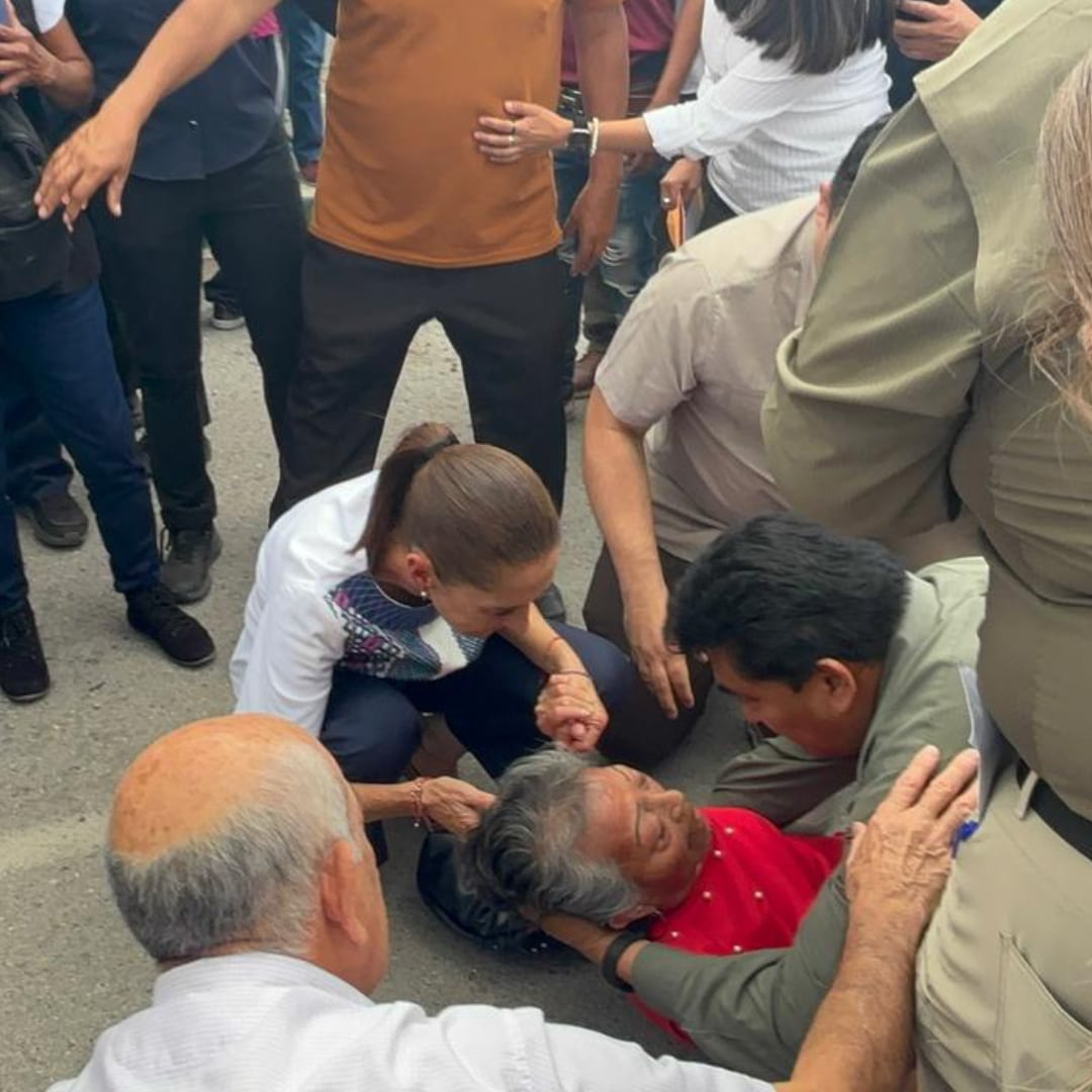 Sheinbaum atiende a mujer que se desmayó durante evento en San Luis Potosí