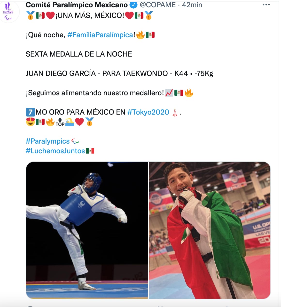 Anuncio de la victoria de Juan Diego López en los Paralímpicos de Tokio