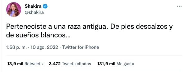 Mensaje de Shakira sobre Pies Descalzos