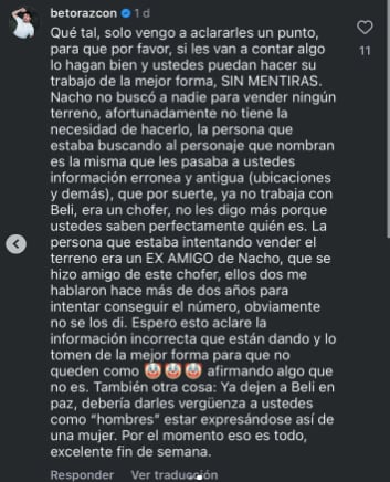 Amigo de Belinda desmiente chisme