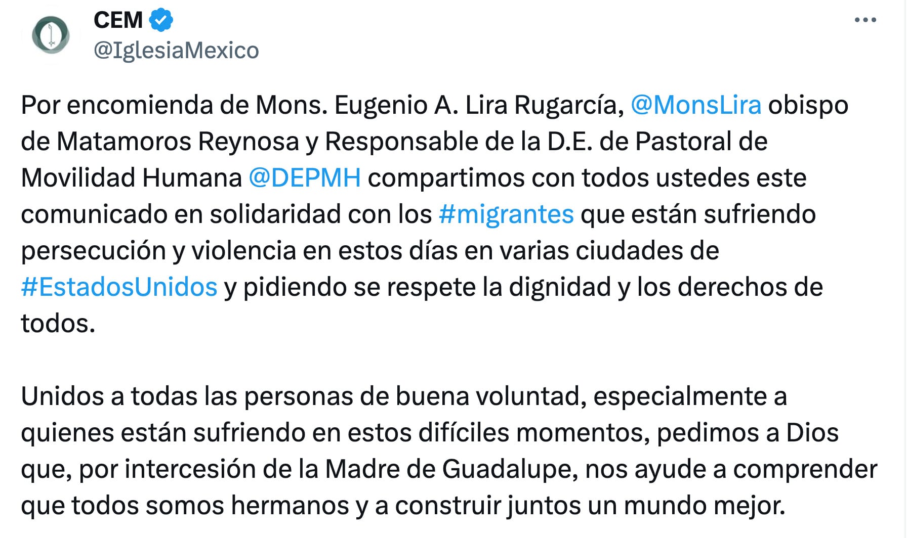 CEM sobre migrantes en Estados Unidos