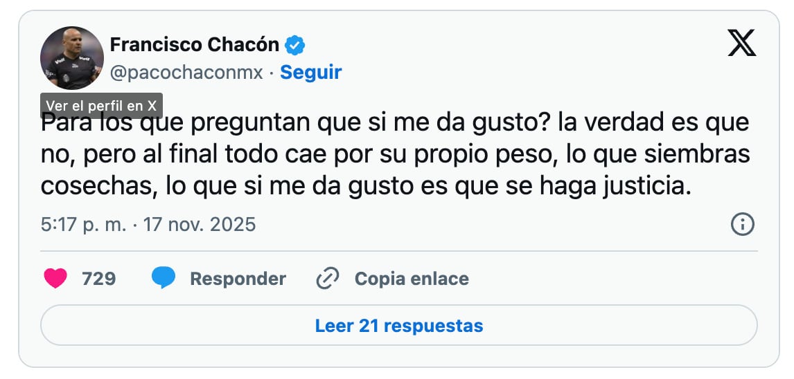 Paco Chacón tira tremendo dardo sobre situación de Marco Antonio Rodríguez