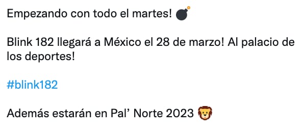 Rumor Blink-182 en Tecate Pal Norte 2023